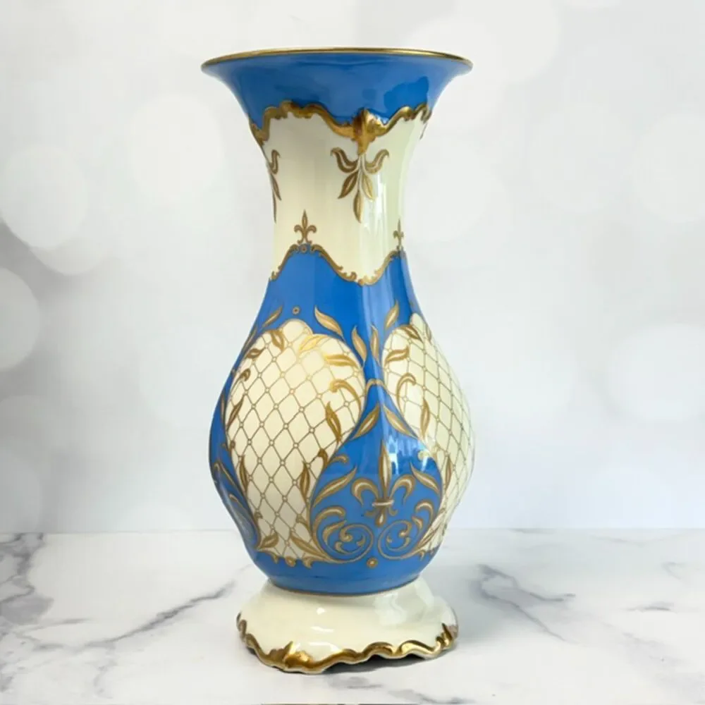Vintage Rosenthal Pompadour Marquis Blue Gold Porcelain Vase 10.25